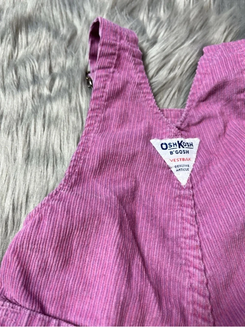 Vintage Made USA Baby Girls Pink Purple Striped Corduroy Overalls
